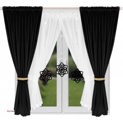 Fliying Sada záclon se sametovým závěsem L 589 černá 400x155 cm – Hledejceny.cz