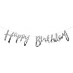 B Happy Birthday Banner -girlanda 150 cm stříbrná – Zboží Dáma