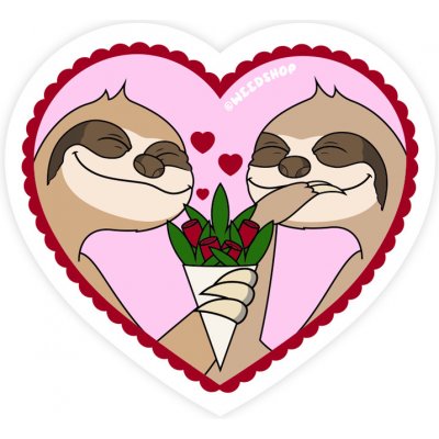WeedShop Samolepka zamilovaní lenochodi Valentýn – Zboží Dáma