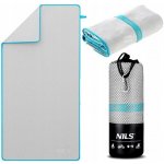 Nils Camp Ručník z mikrovlákna NCR12 šedá sv modrá 180 x 100 cm – Zbozi.Blesk.cz