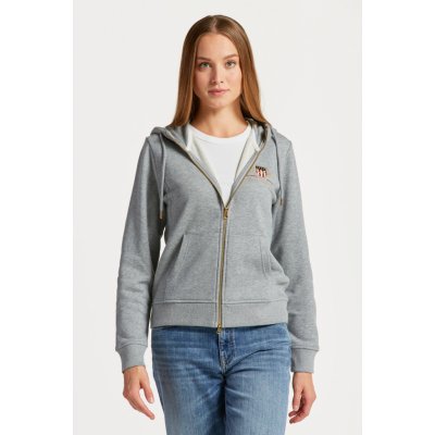 Gant mikina ARCHIVE SHIELD FULL ZIP HOODIE šedá – Zbozi.Blesk.cz