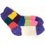 Ponožky od Magdy Ručně pletené veselé ponožky fialová bílá
