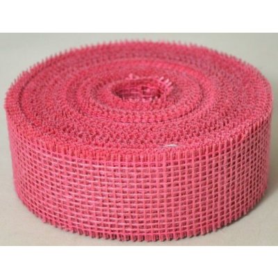 Stuha juta obšitá 50mm - 1m /více variant/, na výrobu mašlí, balení dárků Růžová – Zboží Mobilmania
