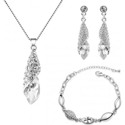 Sisi Jewelry Souprava náhrdelníku náušnic a náramku Swarovski Elements Elegance SET2030-AHSET41564 Bílá/čirá