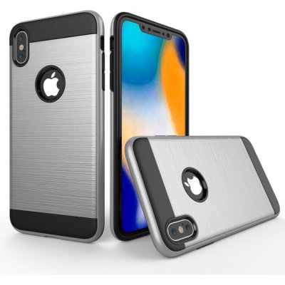 Pouzdro AppleKing odolné iPhone XS Max - broušená textura - stříbrné – Zbozi.Blesk.cz