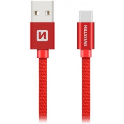 Swissten 71521106 USB 2.0 typ A na C, USB 2.0, zástrčka A - zástrčka C, opletený, 0,2m, červený – Zbozi.Blesk.cz