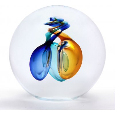 Artcristal Bohemia Skleněné těžítko koule 06, Modrá / Tyrkysová / Topaz, 6 cm | České sklo z rodinné sklárny – Zboží Dáma