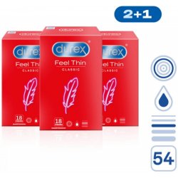 Durex Feel Thin Classic balíček 2+1 54 ks