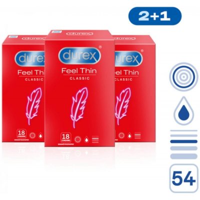 Durex Feel Thin Classic balíček 2+1 54ks – Zbozi.Blesk.cz