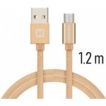 Swissten 71522204 USB 2.0, zástrčka A - zástrčka micro B, opletený, 1,2m, zlatý – Zboží Živě