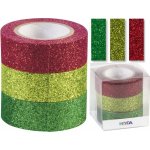 Heyda 1,5 cm x 3 m Glitr zelená červená 3 ks sada – HobbyKompas.cz