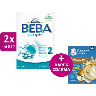 BEBA OPTIPRO 2 2 x 500 g + Gerber kaše banán a hruška 200 g – Zboží Mobilmania