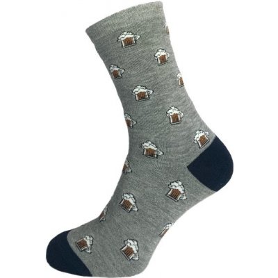 Ponožky bavlněné motiv piva šedé