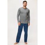 Henderson 39237 Mace pánské pyžamo dlouhé šedo modré – Zboží Mobilmania