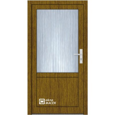 Kömmerling vchodové dveře 76 AD OM 1011 levé ořech sklo ornamentální kůra čirá 80 x 203 cm – Hledejceny.cz