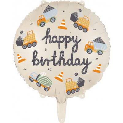 PartyDeco Fóliový narozeninový balónekStavební vozidla 45 cm – Zboží Mobilmania