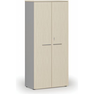 Primo Kancelářská skříň s dveřmi GRAY, 1781 x 800 x 420 mm, šedá/bříza – Zboží Dáma