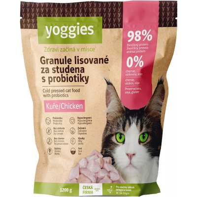 Yoggies Granule pro kočky s kuřecím masem lisované za studena s probiotiky 1,2 kg – Zboží Mobilmania