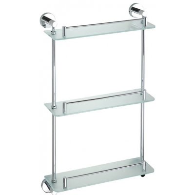 Sapho X-Round Skleněná polička trojitá s hrazdou chrom / mléčné sklo XR608 – Zboží Dáma