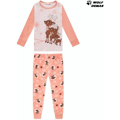 Dívčí pyžamo KUGO MP VÁNOČNÍ lososové – Zboží Dáma