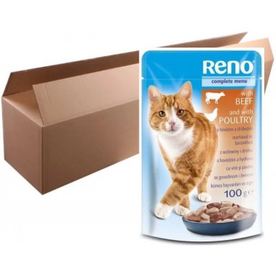 Reno pro kočky Hovězí & Drubeží 24 x 100 g – Zboží Mobilmania