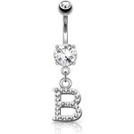 Šperky4U piercing do pupíku iniciála WP01216-B – Zboží Mobilmania