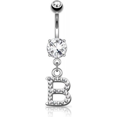 Šperky4U piercing do pupíku iniciála WP01216-B – Zboží Mobilmania