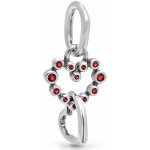 PANDORA Korálek 794435C01 Visací propojená srdce s červenými kameny – Sleviste.cz
