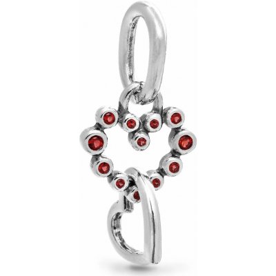 PANDORA Korálek 794435C01 Visací propojená srdce s červenými kameny – Sleviste.cz