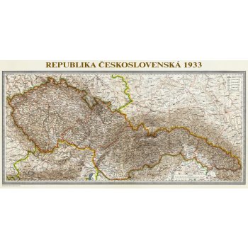 ZES Československo 1933 - nástěnná mapa 113x60 cm Varianta: bez rámu v tubusu, Provedení: laminovaná mapa v lištách