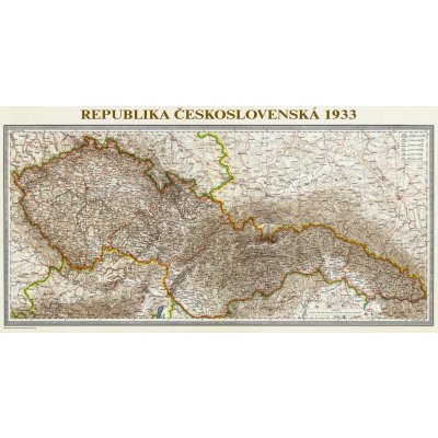 ZES Československo 1933 - nástěnná mapa 113x60 cm Varianta: bez rámu v tubusu, Provedení: laminovaná mapa v lištách – Zboží Mobilmania