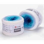 Pletací příze YarnArt ROSEGARDEN 305 tyrkysovo-modro-bílá, melírovaná (duhová), efektní, 250g/1000m – Zboží Mobilmania