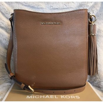 Michael Kors kožená hnědá kabelka crossbody