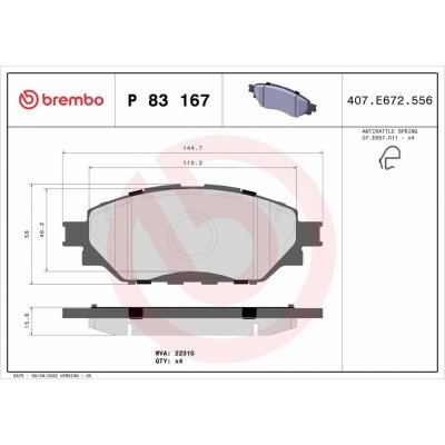 Sada brzdových destiček, kotoučová brzda BREMBO P 83 167 – Hledejceny.cz