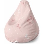 Sablio sedací vak Pear bílé a růžové květy 140 x 100 x 25 cm – Sleviste.cz