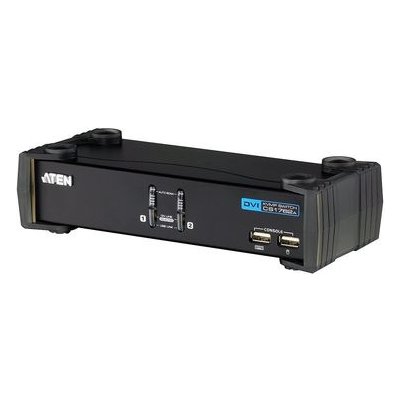 Aten CS-1762A-AT-G 2-Port DVI USB 2.0 KVMP Switch, 2x DVI-D Cables, 2-port Hub, Audio