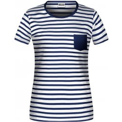 JAMES & NICHOLSON pruhované tričko Striped bílá námořní modrá