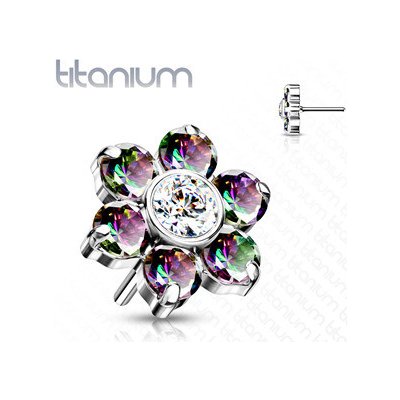 Šperky4U kytička k Push In piercing do nosu titan Vitrail Medium zirkony TIT1213-VM – Zboží Dáma