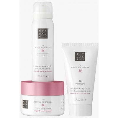 Rituals The Ritual Of Sakura 3 Renewing Bestsellers sprchová pěna 50 ml + tělový krém 70 ml + tělový peeling 125 g – Zboží Dáma