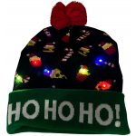 Čepice na zimu vánoční s bambulí svítící s LED světly HO HO HO – Sleviste.cz