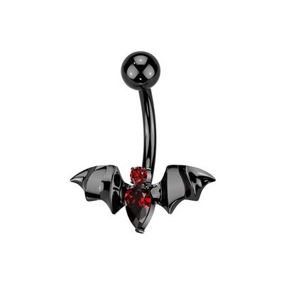 Šperky4U Černý piercing do pupíku netopýr TIT1560-K – Zboží Dáma