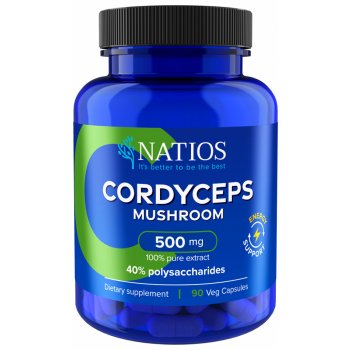 Natios Cordyceps Extract, 500 mg, polysaccharides, 90 veganských kapslí