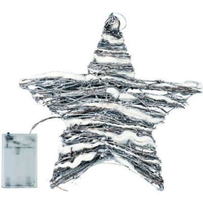 Anděl Přerov Hvězda proutěná 30x30x8cm 30 LED studená bílá+30cm kabel-na baterie – Zboží Mobilmania