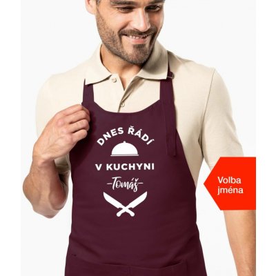 Kariban HobbyTriko Zástěra pro muže se jménem Dnes řádí v kuchyni.. Vínová – Hledejceny.cz