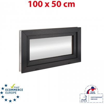 OKNA HNED Plastové okno 100x50 cm sklopné antracit/bílá – Zboží Mobilmania
