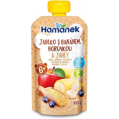 Hamánek kapsička Jablko s banánem borůvkou a jáhly 100 g – Sleviste.cz