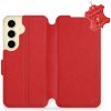 Pouzdro a kryt na mobilní telefon Mobiwear Kožené Flip Samsung Galaxy S24 - Červené - L_RDS