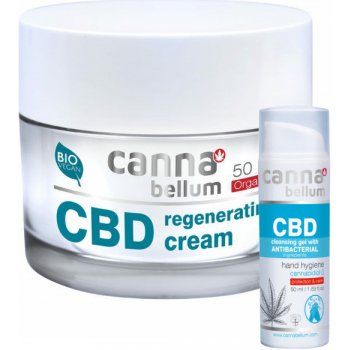 Cannabellum CBD pleťový regenerační krém 50 ml + CBD čistící gel na ruce 50 ml dárková sada