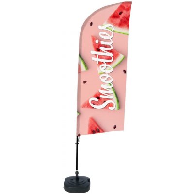 Jansen Display Kompletní sada reklamní vlajky ve tvaru křídla, Smoothies, vodní meloun, 100 x 1440 mm – Zboží Dáma