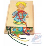 Woody Dřevěné motorické hračky Šněrovací šatní skříň Kluk – Zboží Dáma